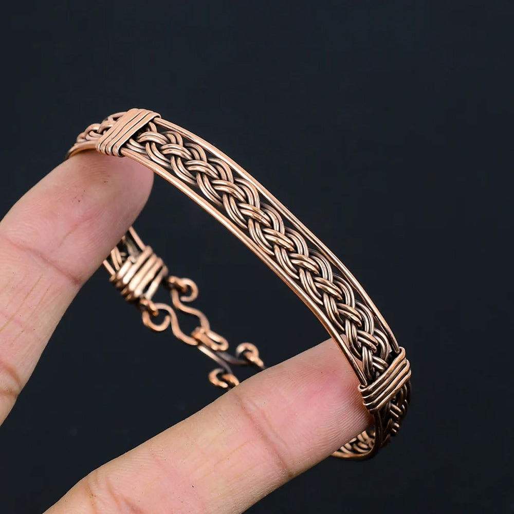 Handmade Round Shape Golden Color 20To25MM Copper Adjustable Bracelet Bezel With Copper Wire Wrapped Set Fashion Bracelet For Women Gift's