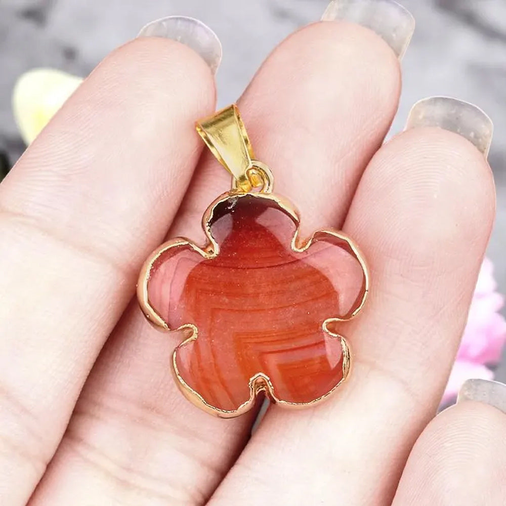 10mm Flower Shape Multi Color Gemstone Pendant Crafted By Hand 925 Sterling Silver Gold Plated Bezel Set For Anniversary Gift's Women or Men Jewelry