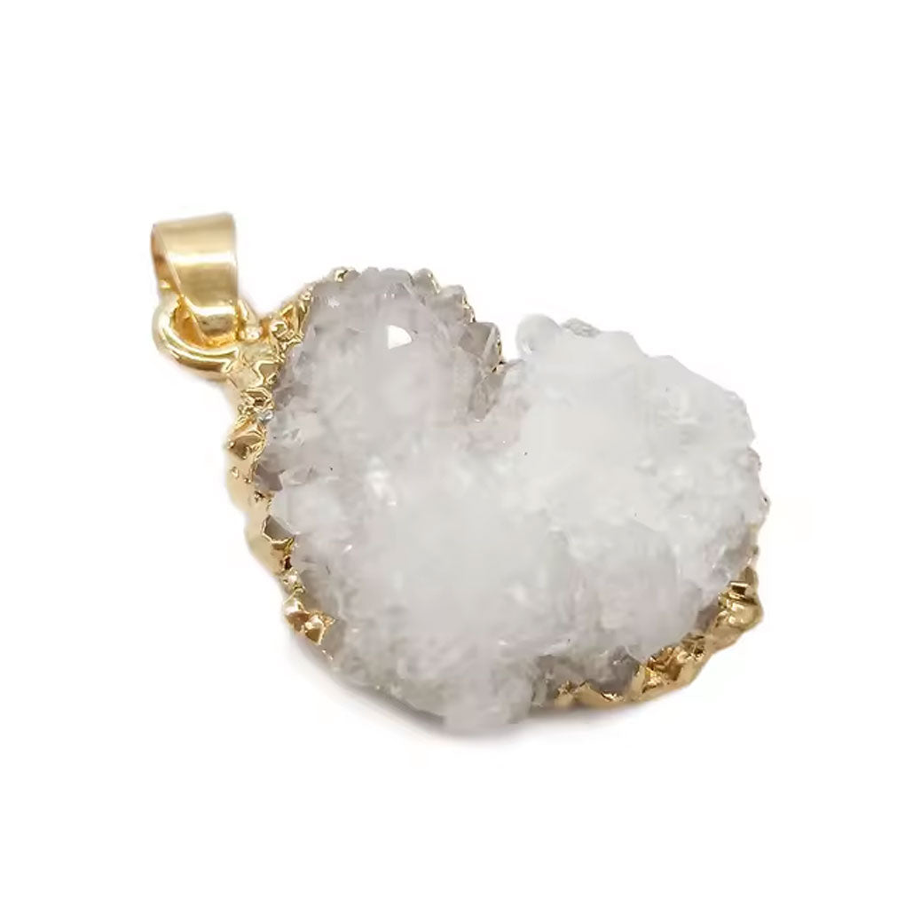 925 Sterling Silver Pendant Jewelry 10To25mm Sugar Druzy Raw Gemstone Electroplated Set For Anniversary Gift's Women or Men Jewelry For Her