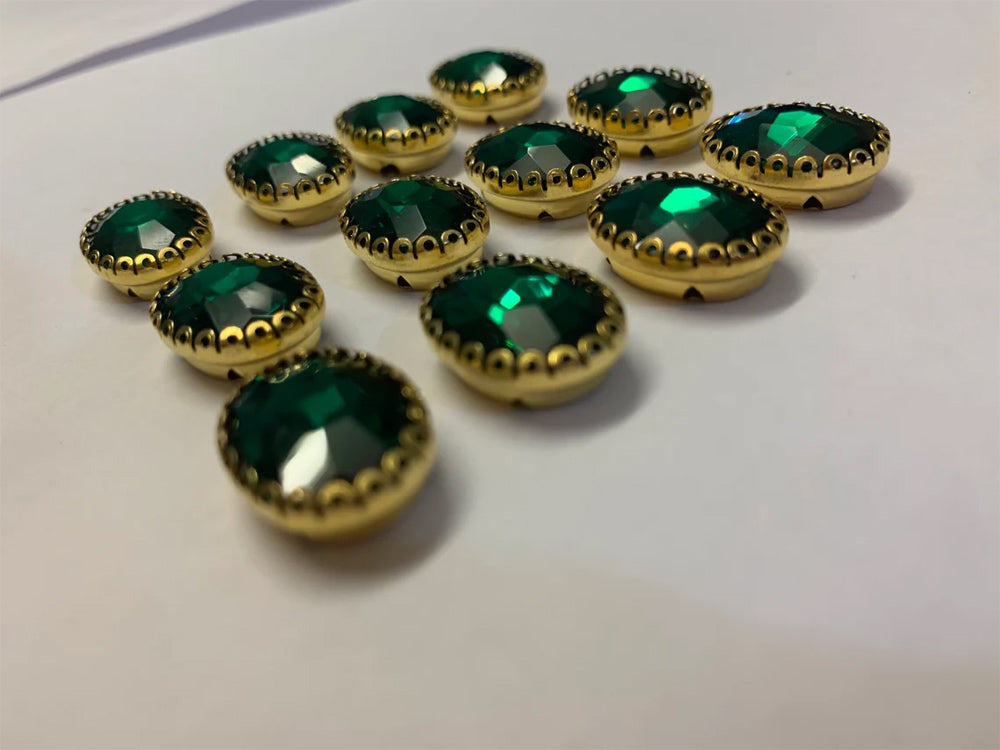 925 Sterling Silver Gold Plated Buttons Oval Shape Emerald Hydro Gemstone Handmade Bezel Set For Happy Birthday Gift's Used For Fancy Drees Jewelry