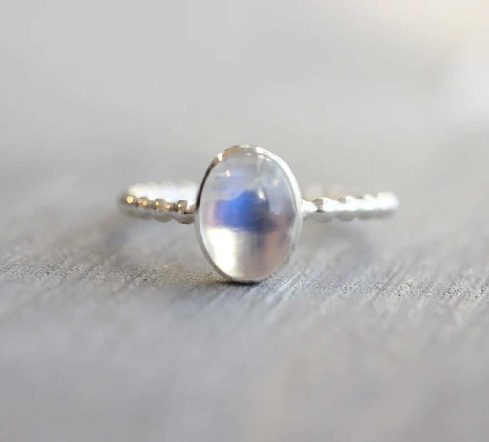 Rainbow Moonstone Gems Oval Shape Rings 8To10MM Approx Handmade Sterling Silver Ring Bezel Set For Anniversary Gift Women or Men Jewelry For Her
