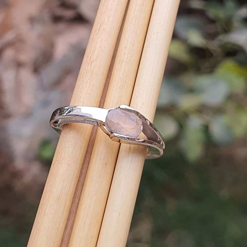 Trendy 925 Sterling Silver Gold Plated Gems Rings 8To10MM Handmade Rose Quartz Stone Oval Shape Bezel Set Ring For Her Jewelry