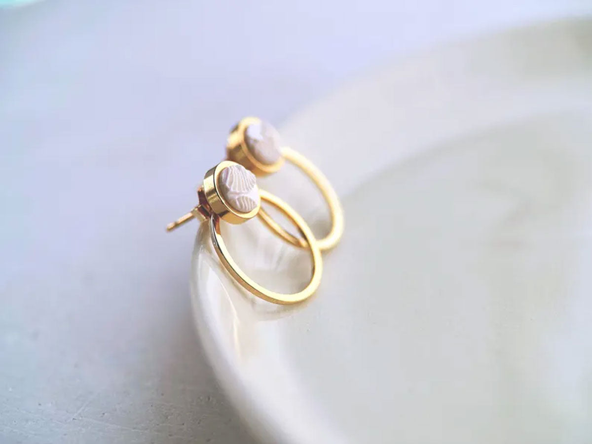 Textured Clay Stud Hoop Earrings | Handmade Boho Jewelry