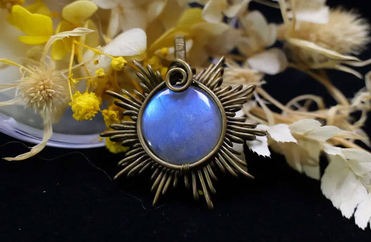 Handmade Brass Wire Wrapped Pendant Pear Shape 15MM Moonstone Pendant For Anniversary Gift for Wife Jewelry