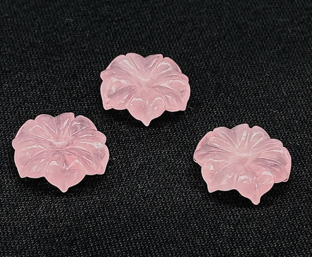 Handmade Carving Gemstone Flower Shape 20MM Rose Quartz Natural Carving Stone For Used Making Jewelry