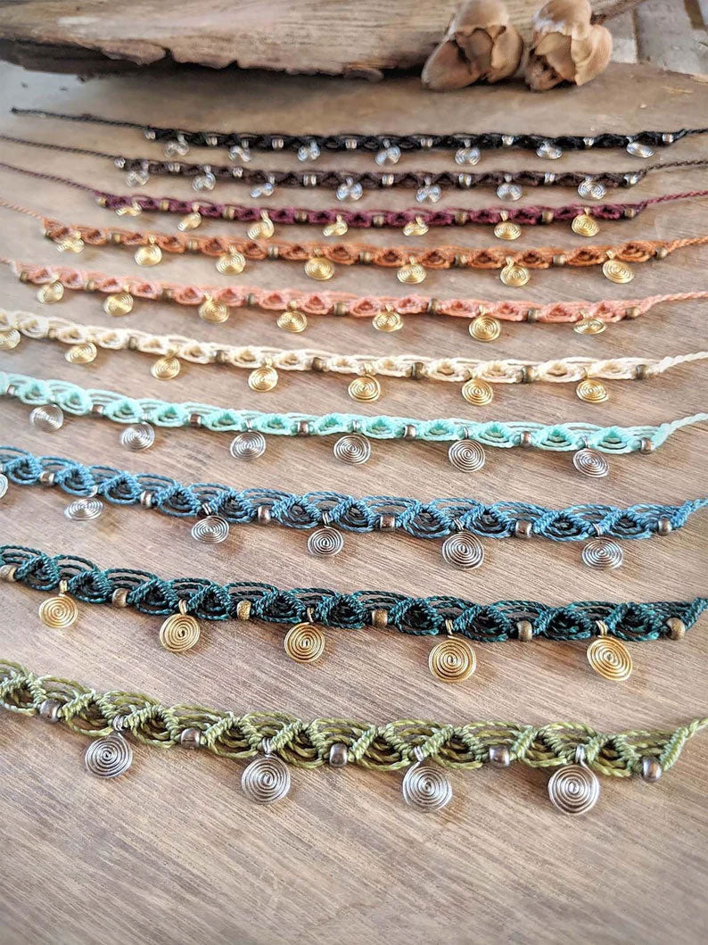 Macrame Brass Beads Anklet – Handmade Style