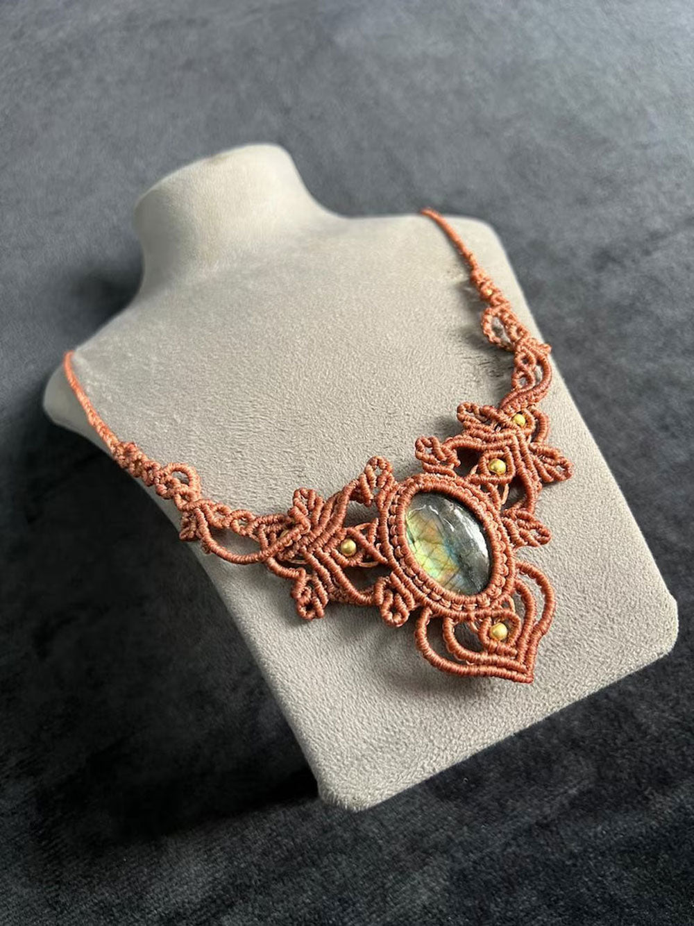 Handmade Labradorite Macramé Necklace | Hariom Creations