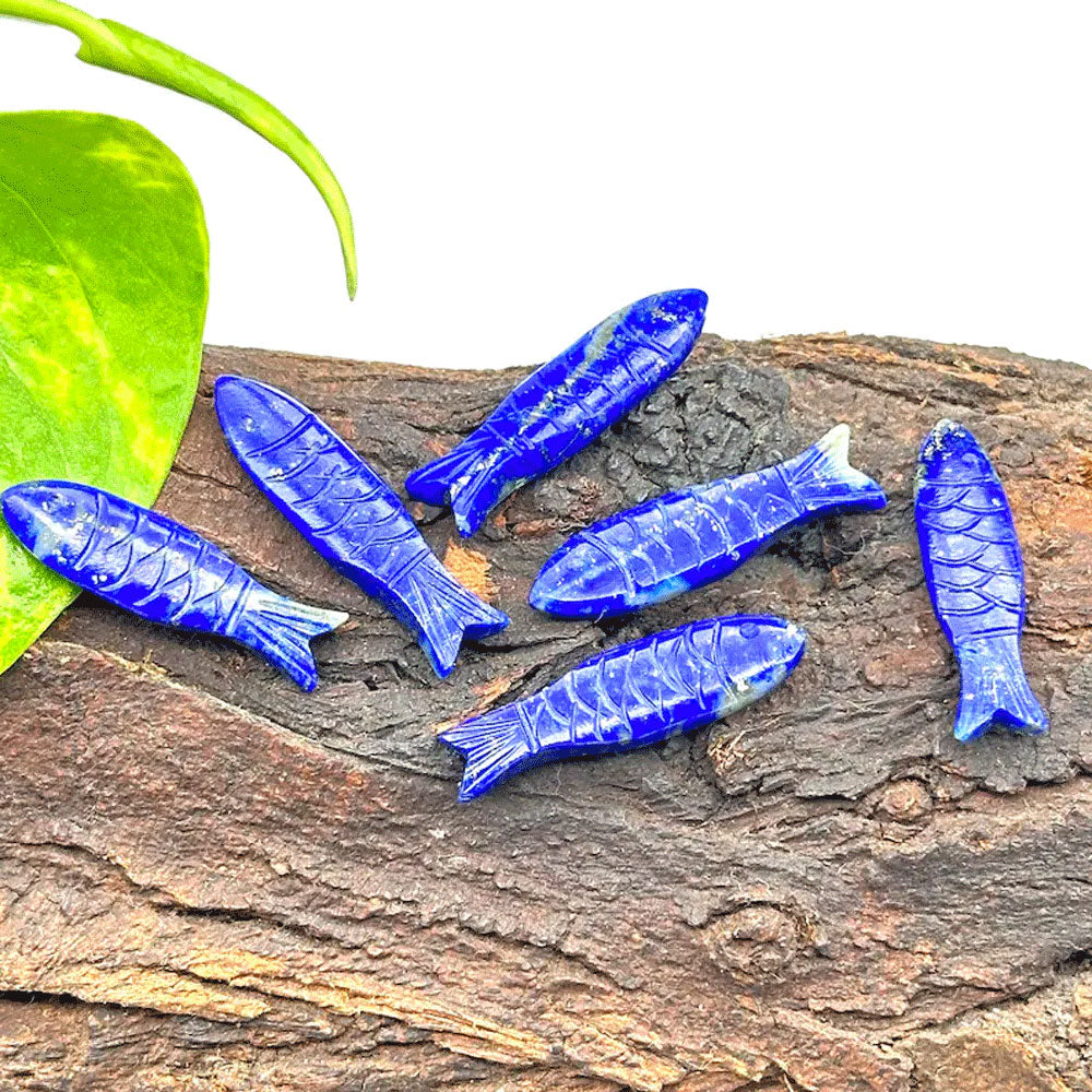 Handmade Carving Gemstone Fish Shape 20MM Lapis Lazuli Natural Carving Stone For Used Making Jewelry
