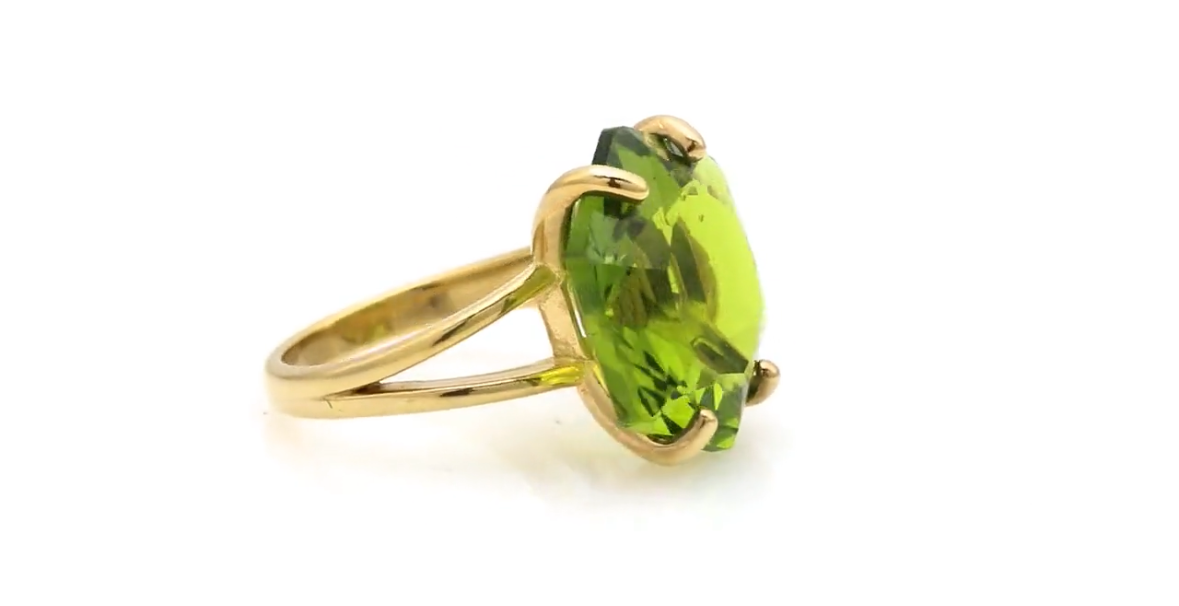 925 Sterling Silver Handmade Ring 6mm Peridot Quartz Gemstone Prong Set Jewelry