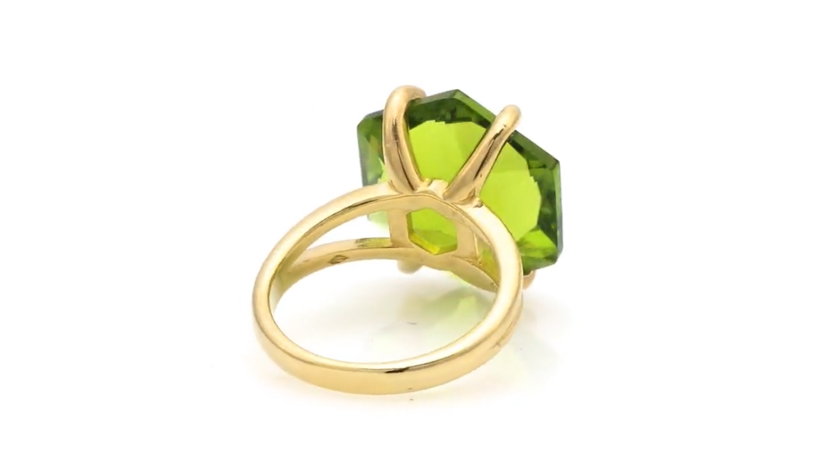 925 Sterling Silver Handmade Ring 6mm Peridot Quartz Gemstone Prong Set Jewelry