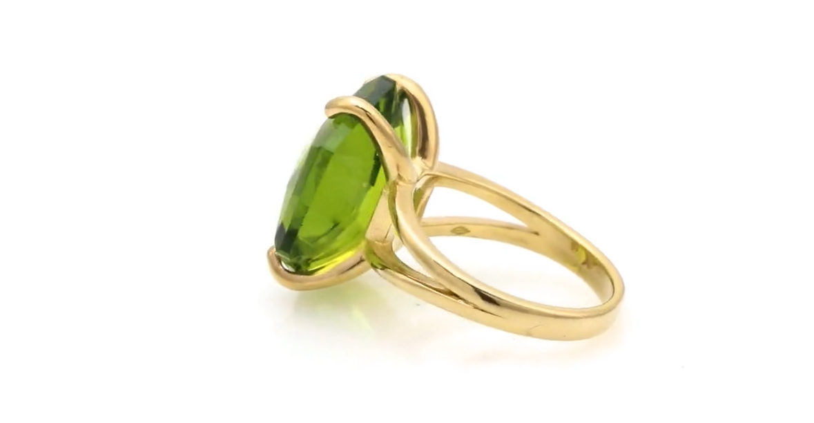 925 Sterling Silver Handmade Ring 6mm Peridot Quartz Gemstone Prong Set Jewelry