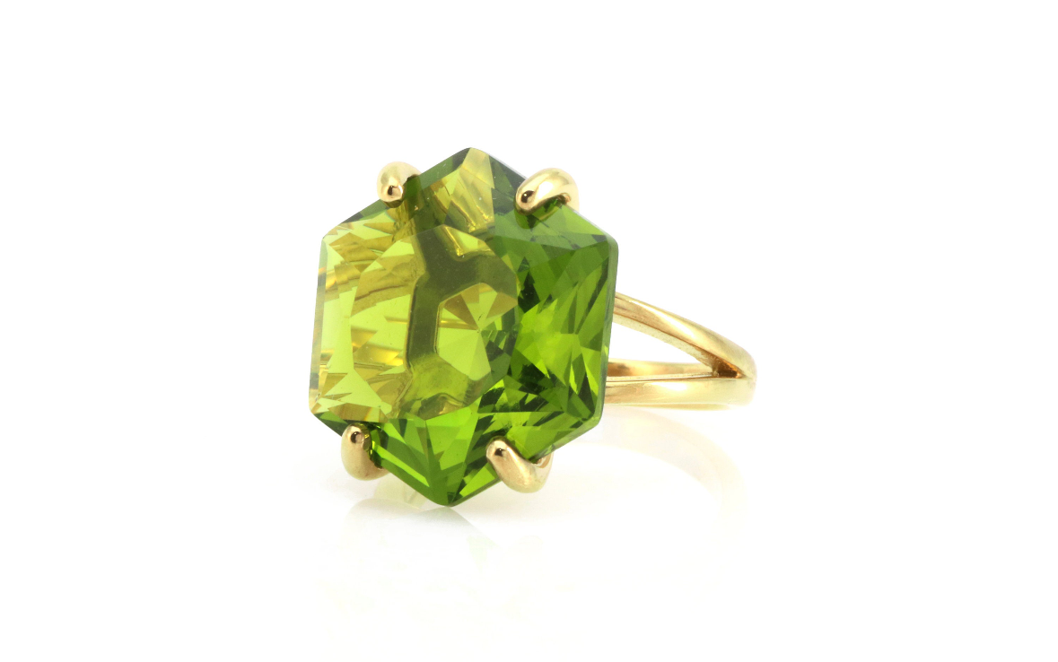 925 Sterling Silver Handmade Ring 6mm Peridot Quartz Gemstone Prong Set Jewelry