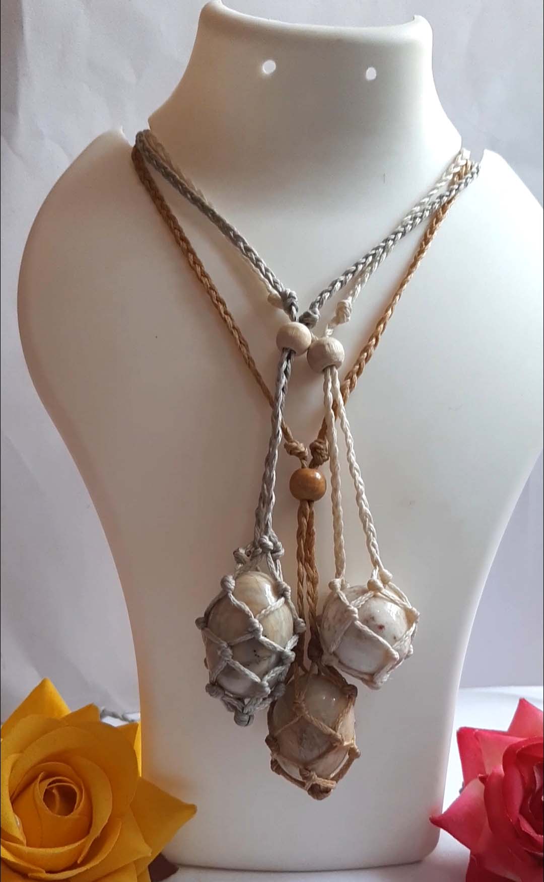 Tumble gemstone, net shape neckalce, size 15-20mm approx