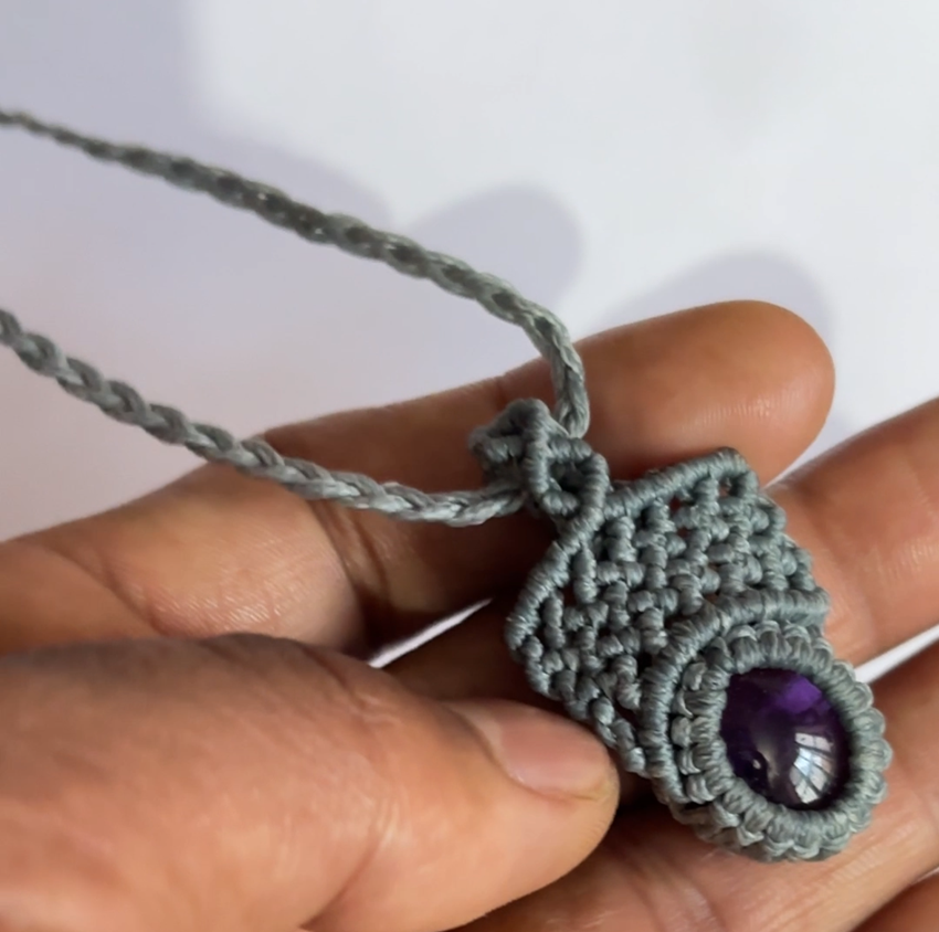 Crafted By Hand Macrame Jewelry Awesome Pendant Dark Jungle Green Color Threads 12X15MM Amethyst Oval Shaped Gemstone Bezel Set For Happy Birthday Gift Women Jewelry