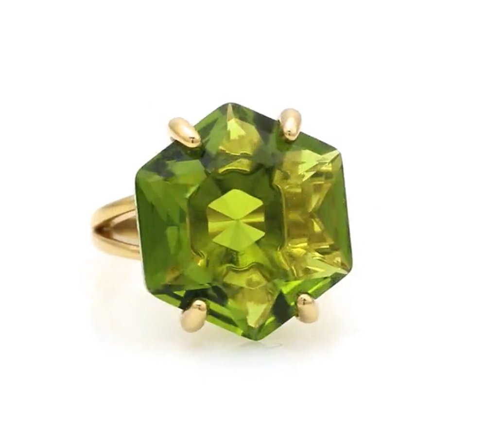 925 Sterling Silver Handmade Ring 6mm Peridot Quartz Gemstone Prong Set Jewelry