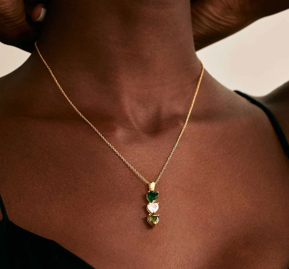 Silver Rhodium Plated Necklace 8MM Heart Shape Hydro Quartz Pendant