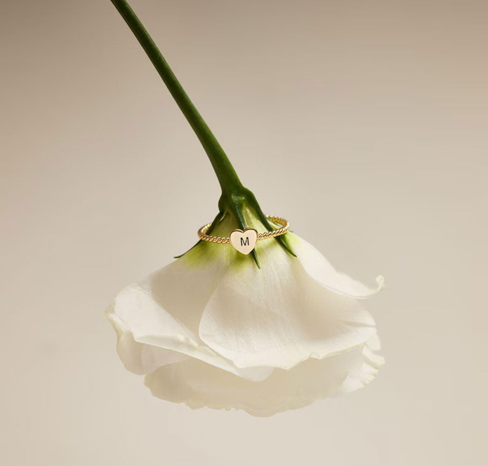 Golden Color Heart Shape Ring 10MM | 925 Sterling Silver