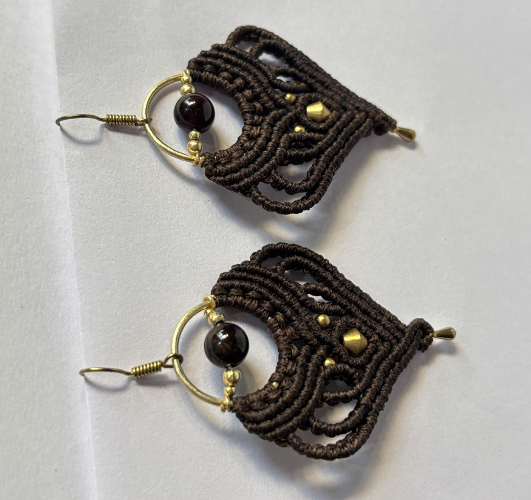 Handmade Macrame Dangle Earrings in Mixed Colors