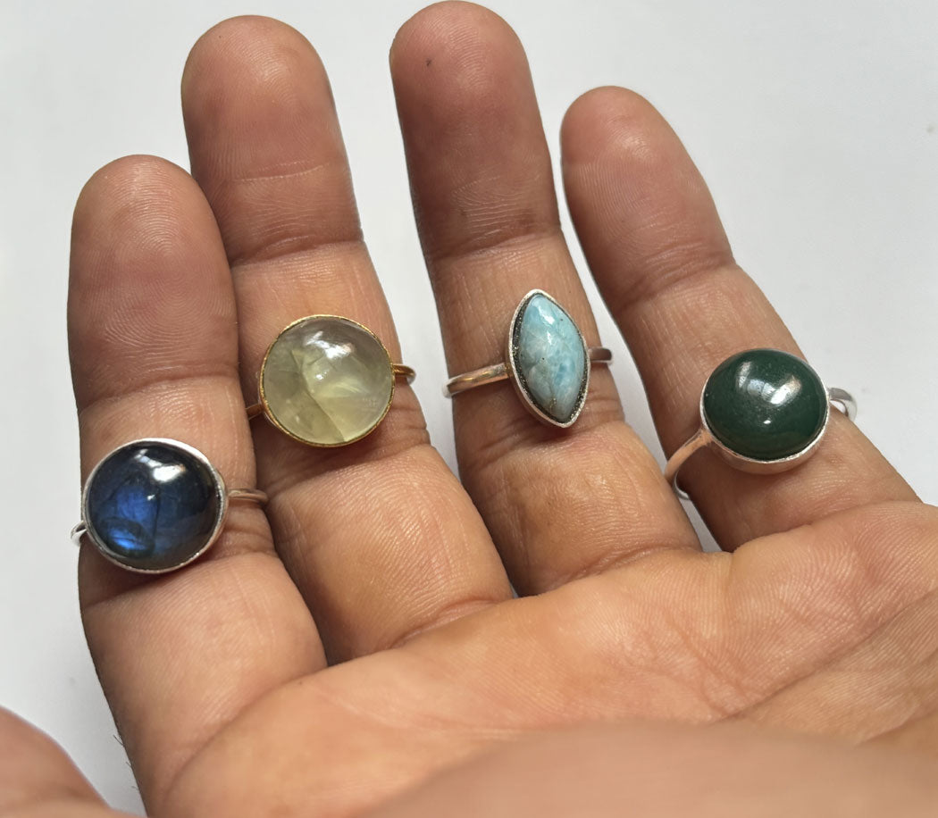 Handmade 925 Sterling Silver Rings 12MM Round Shape Mix Tiger Eye Gemstone Ring Bezel Setting Ring For Anniversary Gift Ring