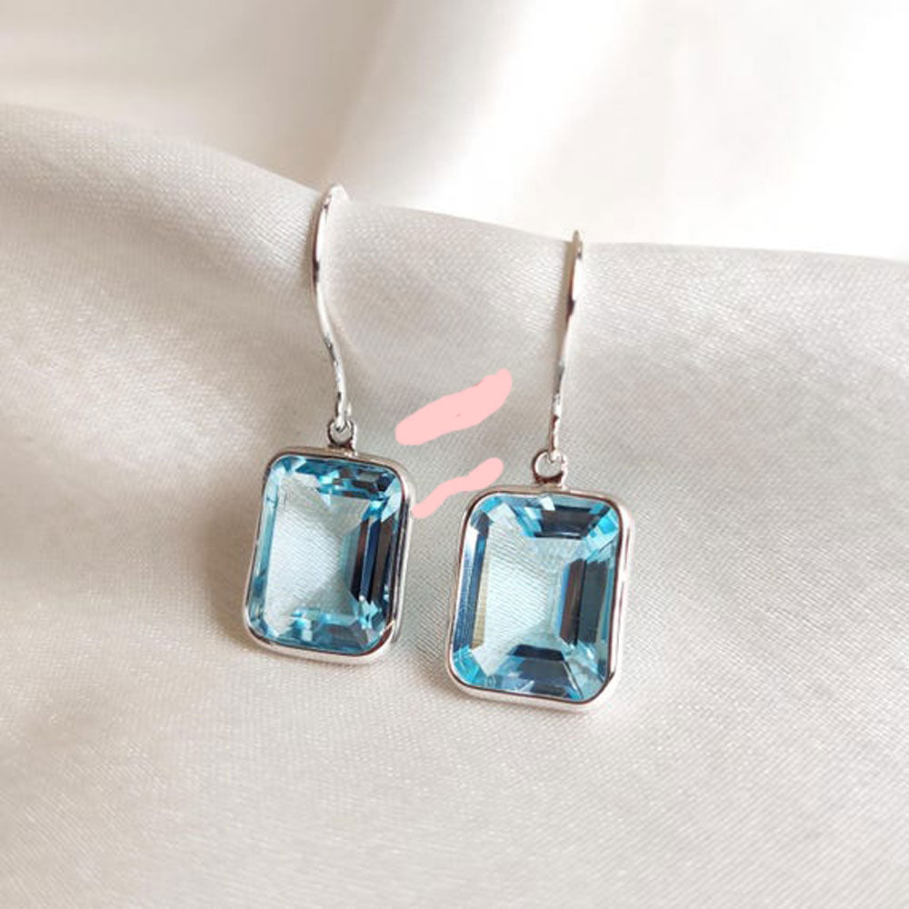 925 Silver Citrine Drop Dangle Earrings 6X10mm