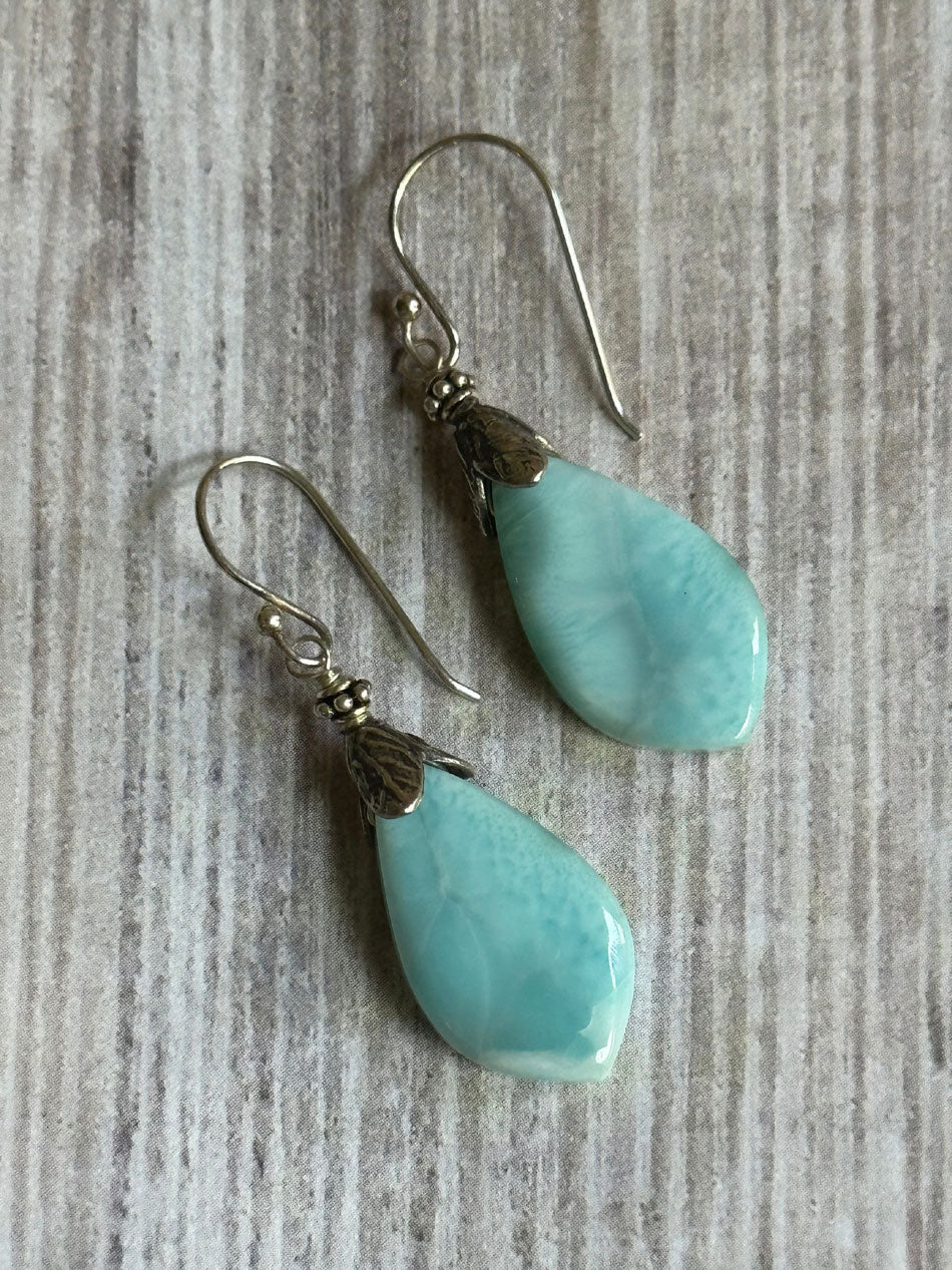 Mini Kite Larimar 8×12mm 925 Silver Earrings