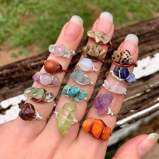 Silver Gold Electroplated Mix Color Stone Ring 6–8MM