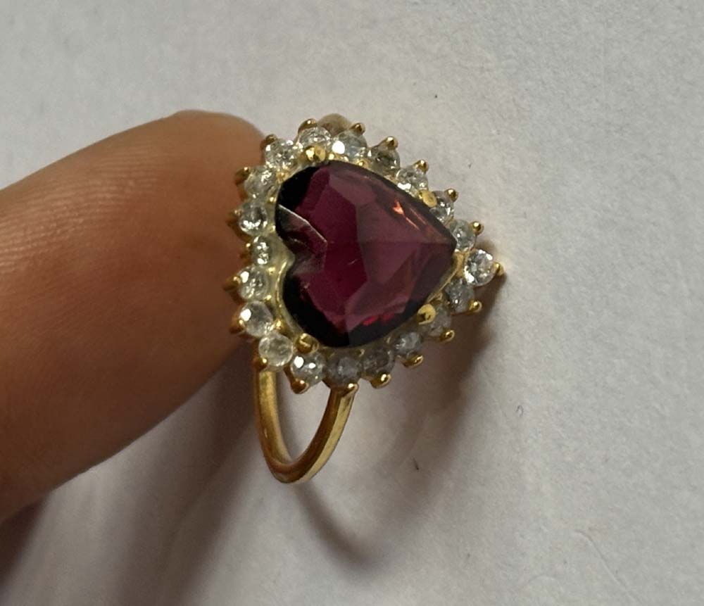 Crafted By Hand Sterling Silver Heart Shape Garnet Gemstone 10MM Ring Bezel With CZ Setting Women Vintage Ring Gift For Her Jewelry