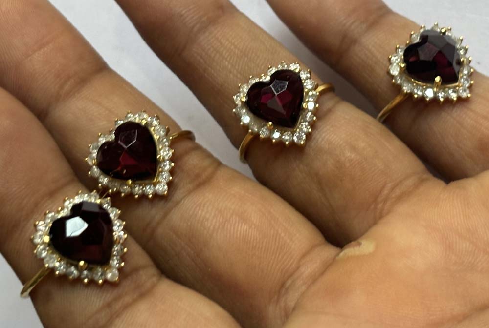 Crafted By Hand Sterling Silver Heart Shape Garnet Gemstone 10MM Ring Bezel With CZ Setting Women Vintage Ring Gift For Her Jewelry