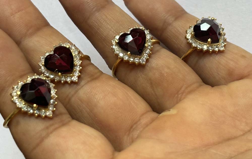 Crafted By Hand Sterling Silver Heart Shape Garnet Gemstone 10MM Ring Bezel With CZ Setting Women Vintage Ring Gift For Her Jewelry