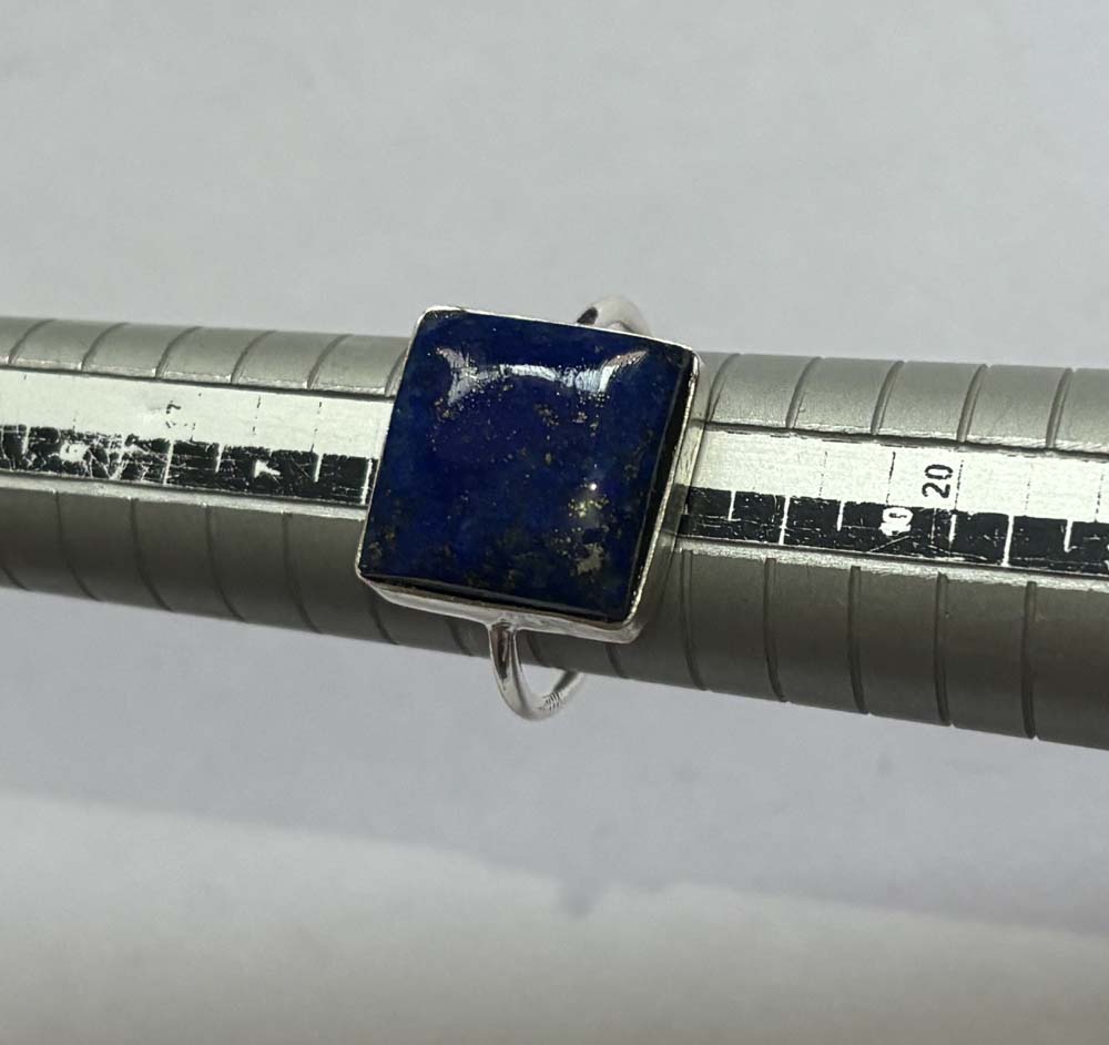 Crafted By Hand Sterling Silver Ring 8X10MM Square Shaped Lapis Lazuli Gemstone Bezel Setting For Anniversary Gift Women or Men Jewelry