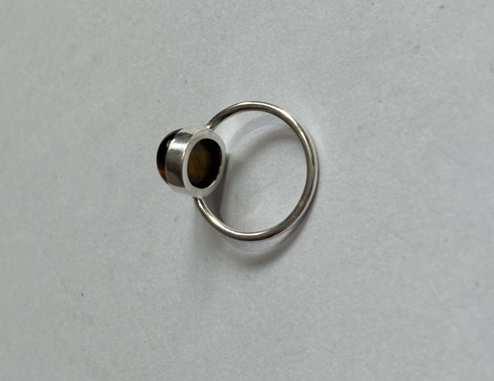 Handmade Sterling Silver Ring 8X10MM Oval Shaped Tiger Eye Gemstone Bezel Setting For Anniversary Gift Women or Men Jewelry For Her