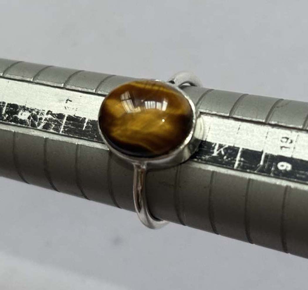Handmade Sterling Silver Ring 8X10MM Oval Shaped Tiger Eye Gemstone Bezel Setting For Anniversary Gift Women or Men Jewelry For Her