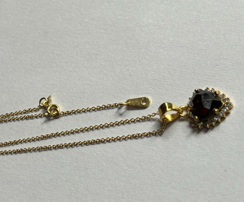Crafted By Hand Sterling Silver Gold Plated Heart Shape Garnet Gemstone 10MM Pendant Bezel Set Women Vintage Pendant Gift Jewelry For Her