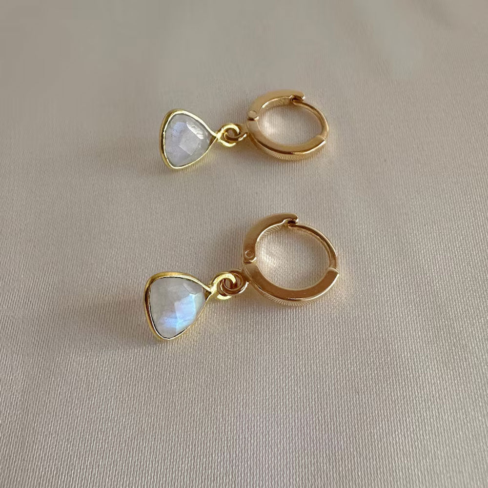 Brass Heart Stud Earrings with Mix Gemstone | 8MM