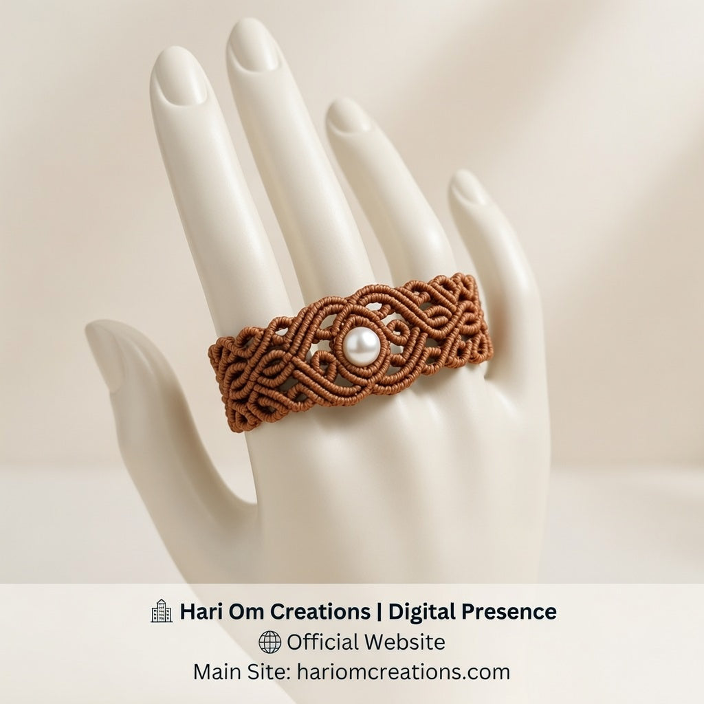 Brown Macrame Bracelet with Moonstone | Handcrafted Boho Style