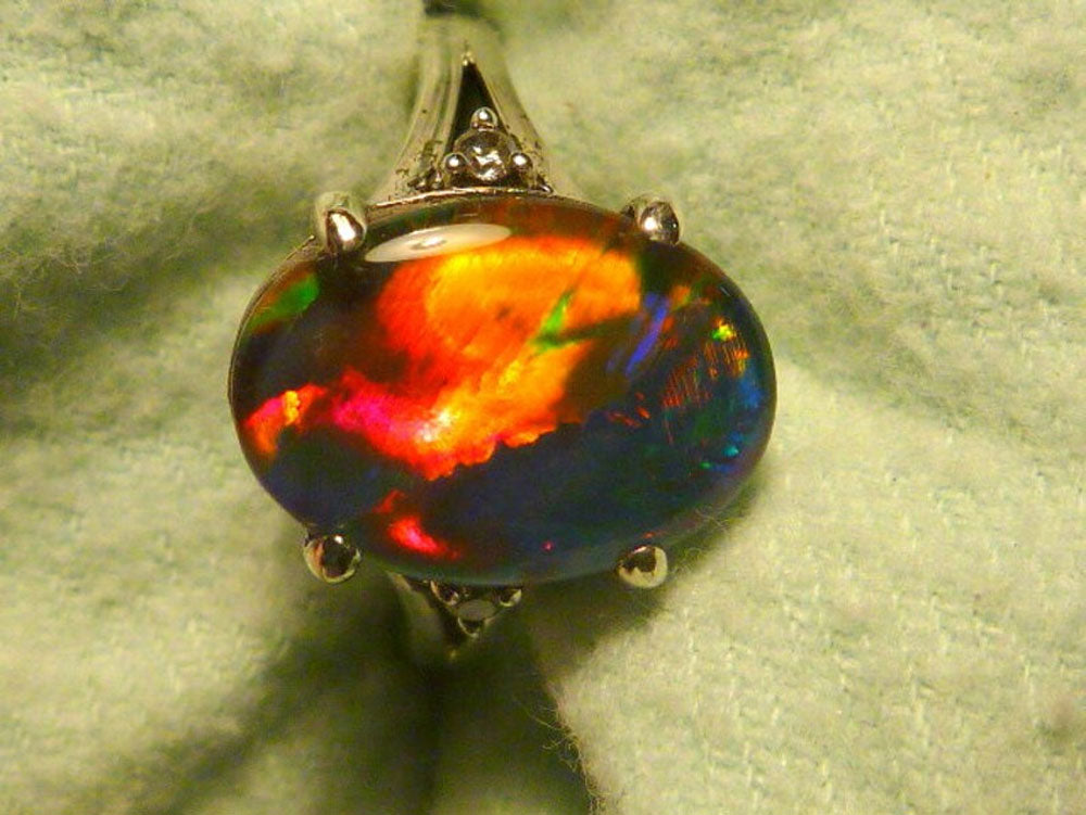 Black Opal Ring 925 Sterling Silver | Hariom Creations