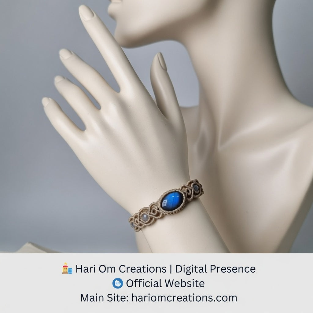 Labradorite Macrame Bracelet - Slim Hand-Knotted Design