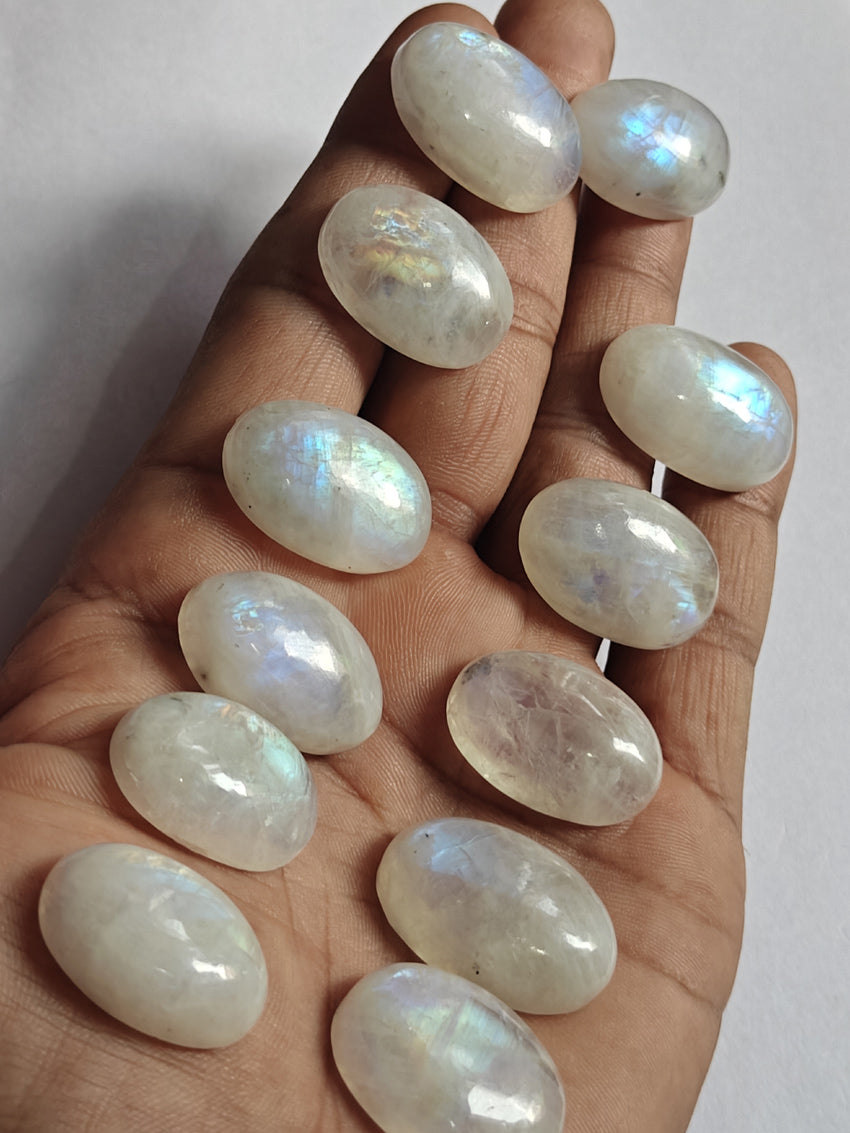 15To20MM Rainbow Moonstone Loose Gemstone Oval Shape Handmade Natural Stone Making For Jewelry