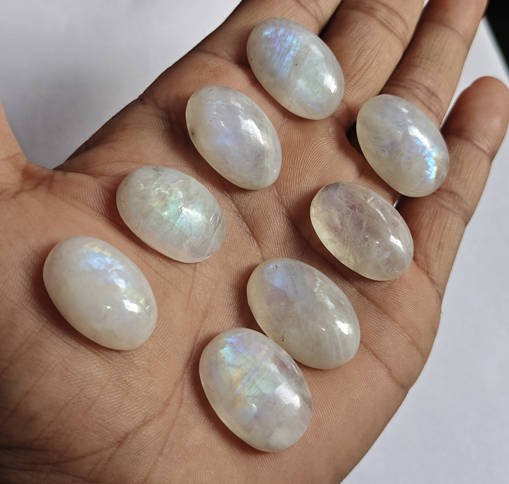 15To20MM Rainbow Moonstone Loose Gemstone Oval Shape Handmade Natural Stone Making For Jewelry