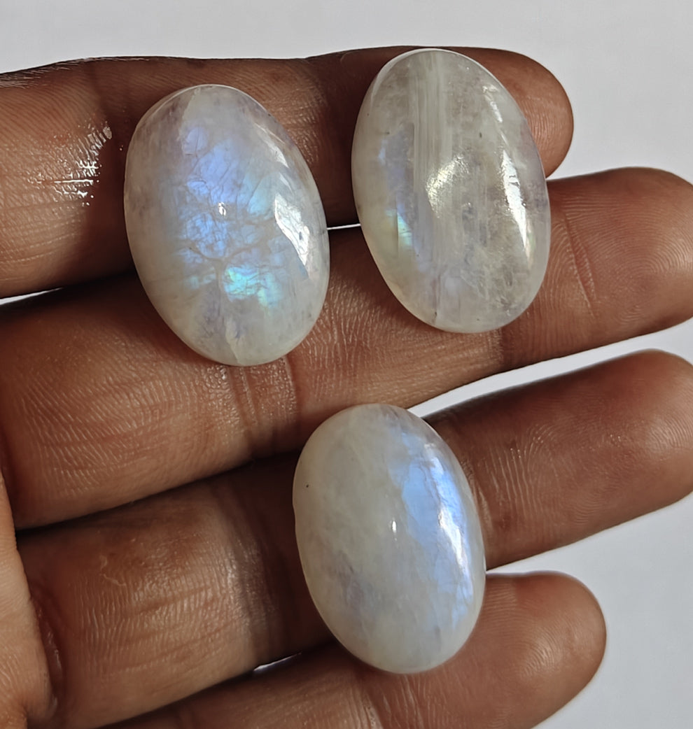 15To20MM Rainbow Moonstone Loose Gemstone Oval Shape Handmade Natural Stone Making For Jewelry
