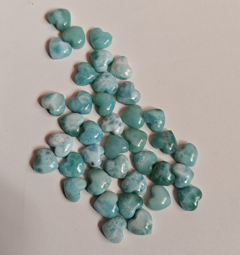 10MM Multiple Larimar Carving Loose Gemstone Heart Shape Handmade Natural Stone Used Making For Jewelry