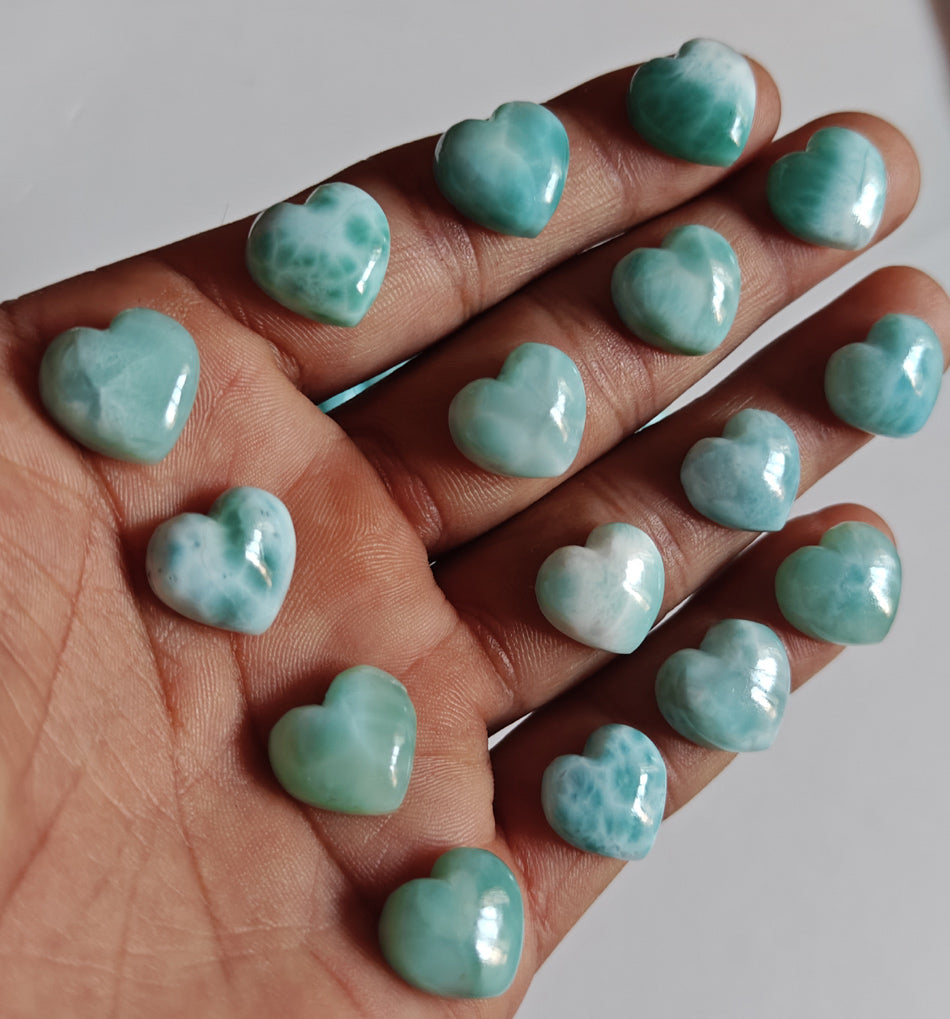 10MM Multiple Larimar Carving Loose Gemstone Heart Shape Handmade Natural Stone Used Making For Jewelry