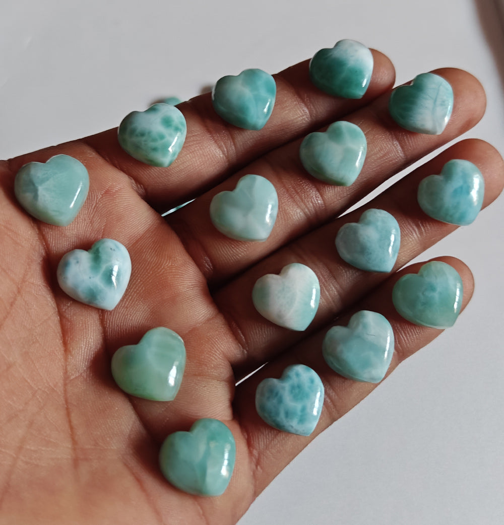 10MM Multiple Larimar Carving Loose Gemstone Heart Shape Handmade Natural Stone Used Making For Jewelry