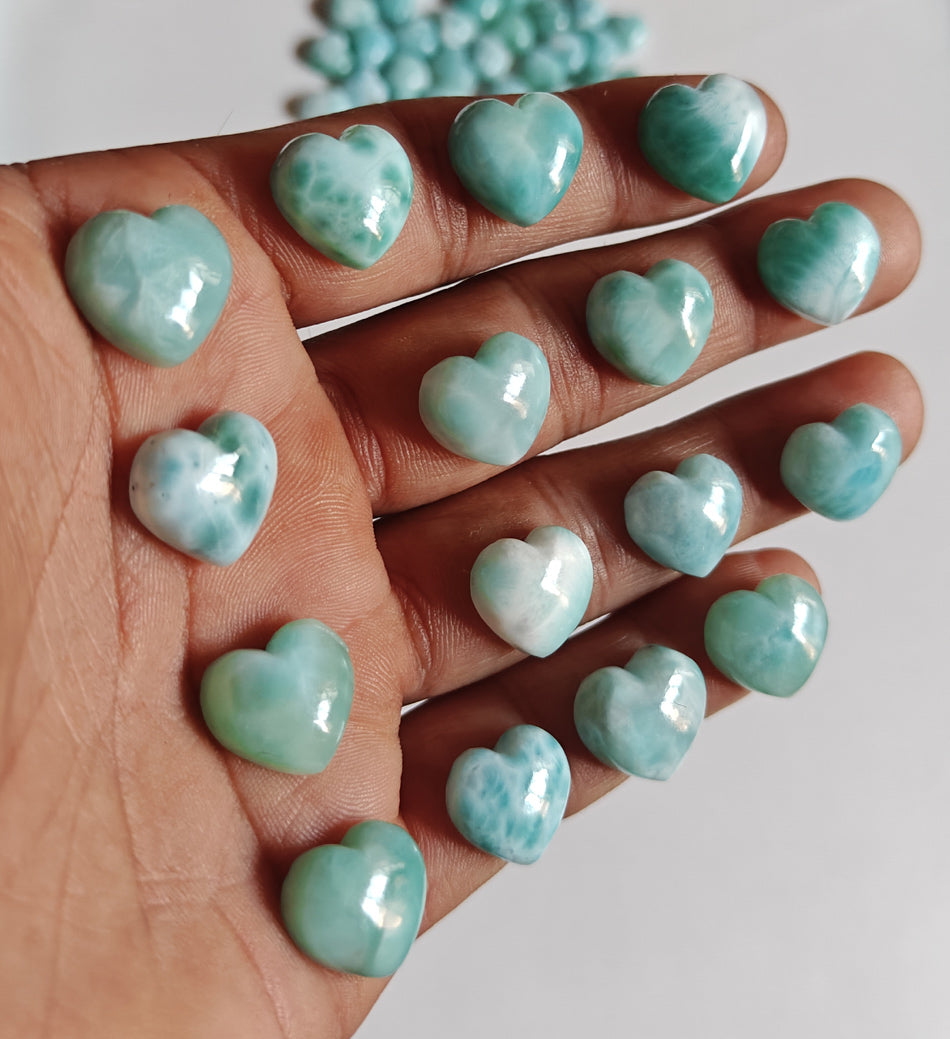 10MM Multiple Larimar Carving Loose Gemstone Heart Shape Handmade Natural Stone Used Making For Jewelry