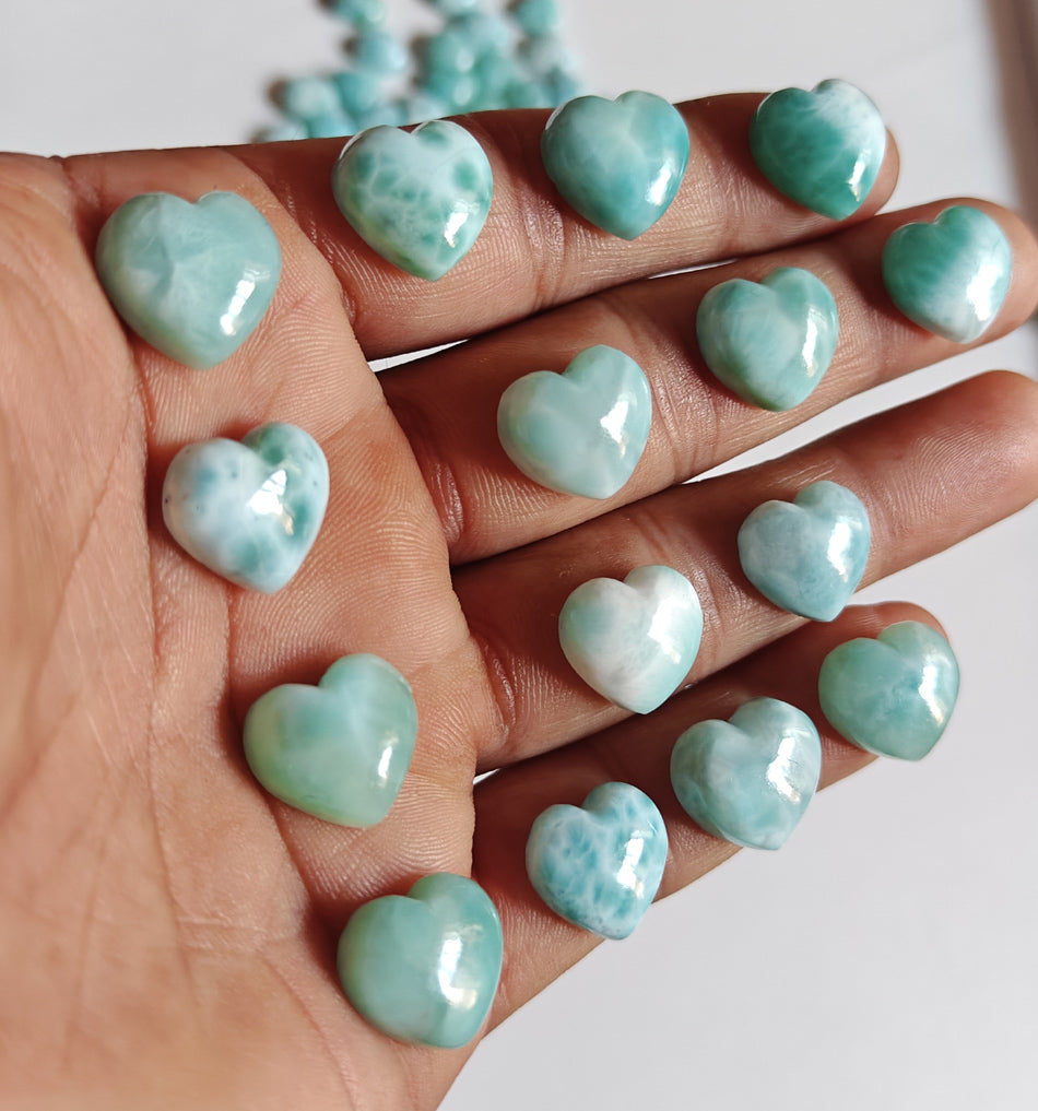 10MM Multiple Larimar Carving Loose Gemstone Heart Shape Handmade Natural Stone Used Making For Jewelry