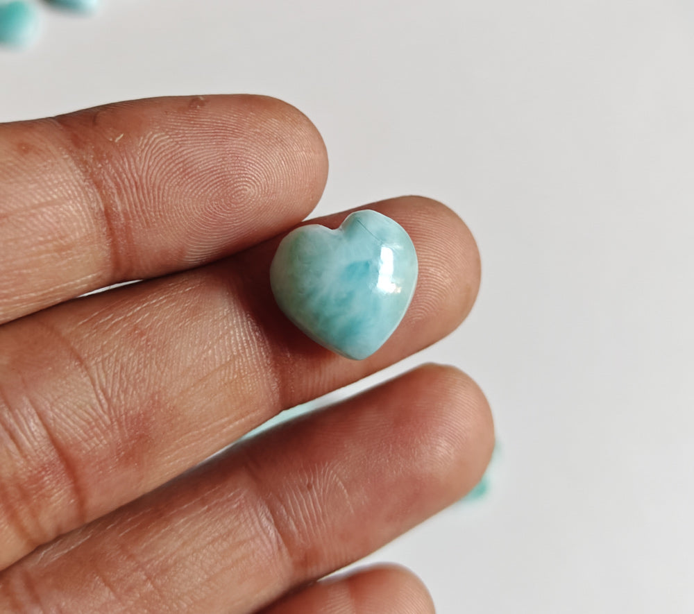 10MM Larimar Carving Loose Gemstone Heart Shape Handmade Natural Stone Used Making For Jewelry