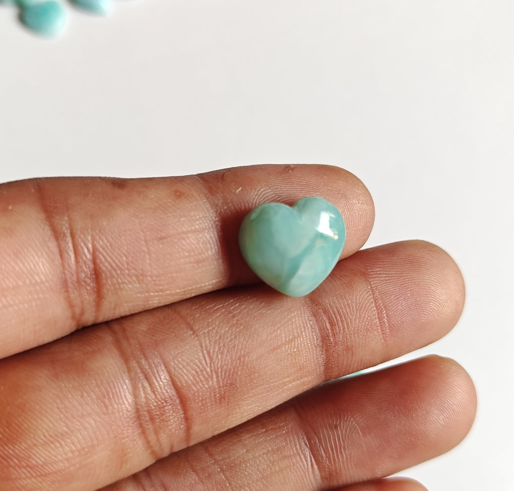 10MM Larimar Carving Loose Gemstone Heart Shape Handmade Natural Stone Used Making For Jewelry