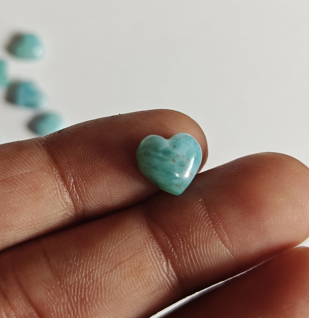 10MM Larimar Carving Loose Gemstone Heart Shape Handmade Natural Stone Used Making For Jewelry
