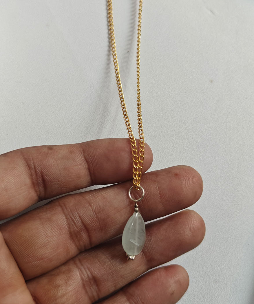 Silver Gold Plated Necklace 8MM Round Prehnite Cut Gemstone