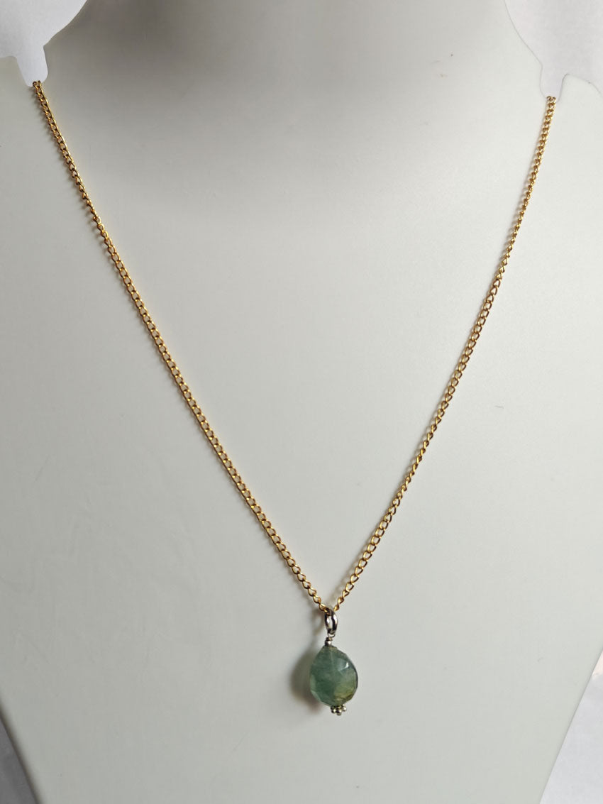 Gold Plated Silver Round Rutile Quartz Necklace 8MM